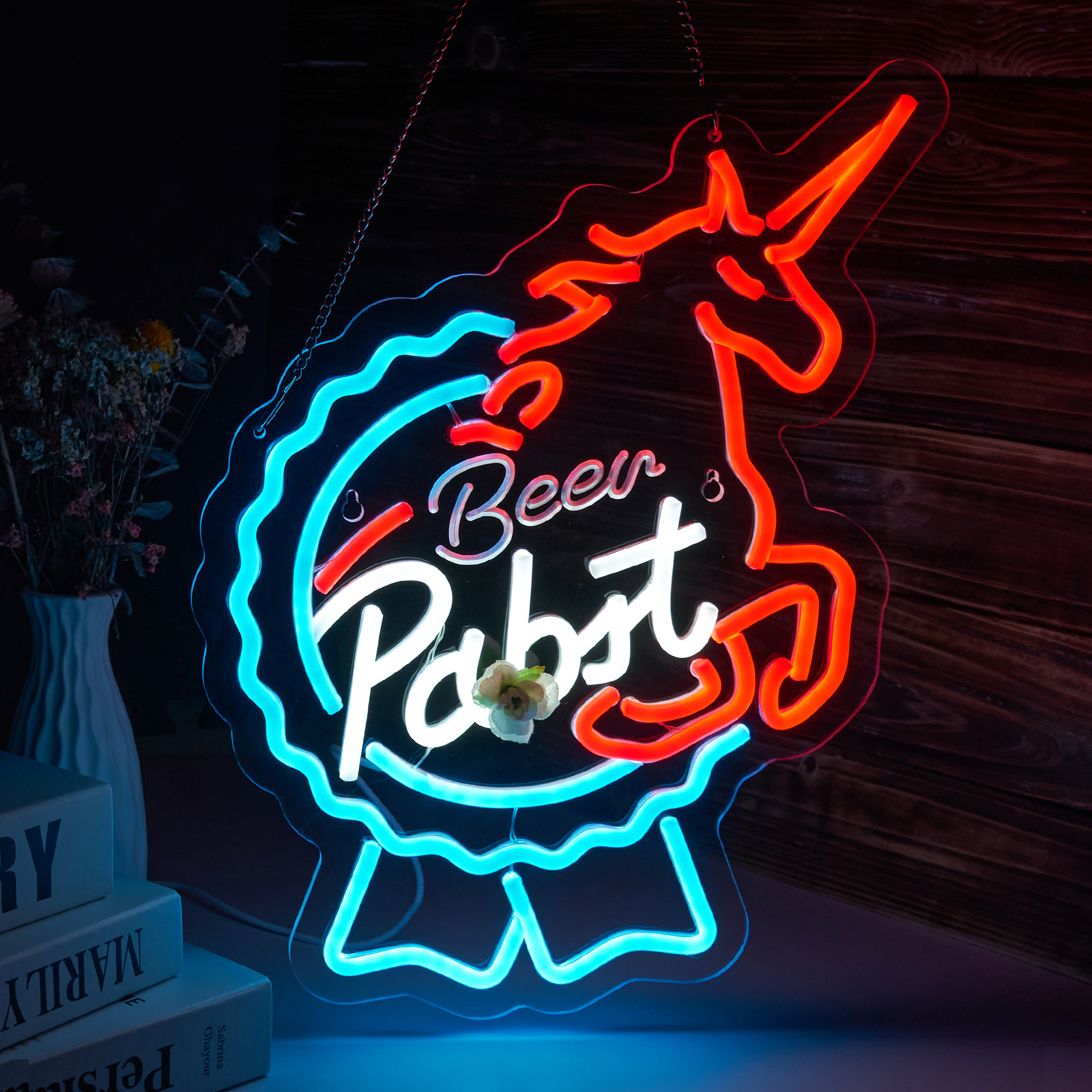 Beer Neon Sign Pabst Neon Light USB Powered Dimmable Man Cave Cafe Bistro Club Party Beer Bar Restaurant Decor