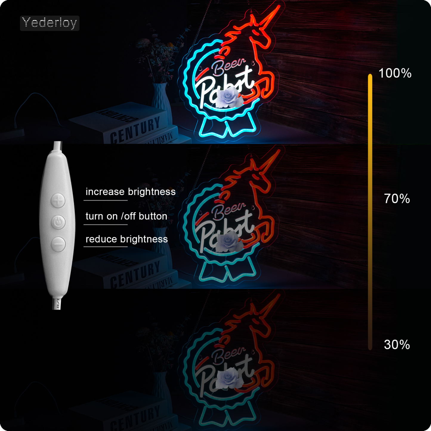 Beer Neon Sign Pabst Neon Light USB Powered Dimmable Man Cave Cafe Bistro Club Party Beer Bar Restaurant Decor