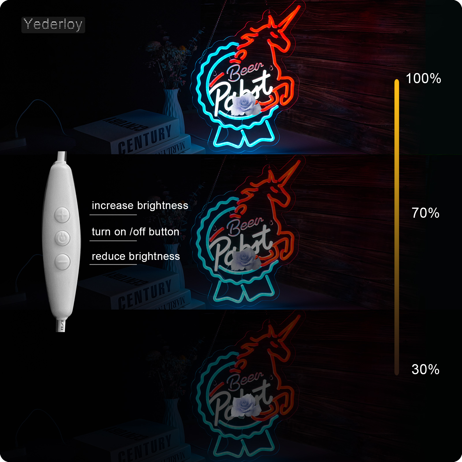 Beer Neon Sign Pabst Neon Light USB Powered Dimmable Man Cave Cafe Bistro Club Party Beer Bar Restaurant Decor