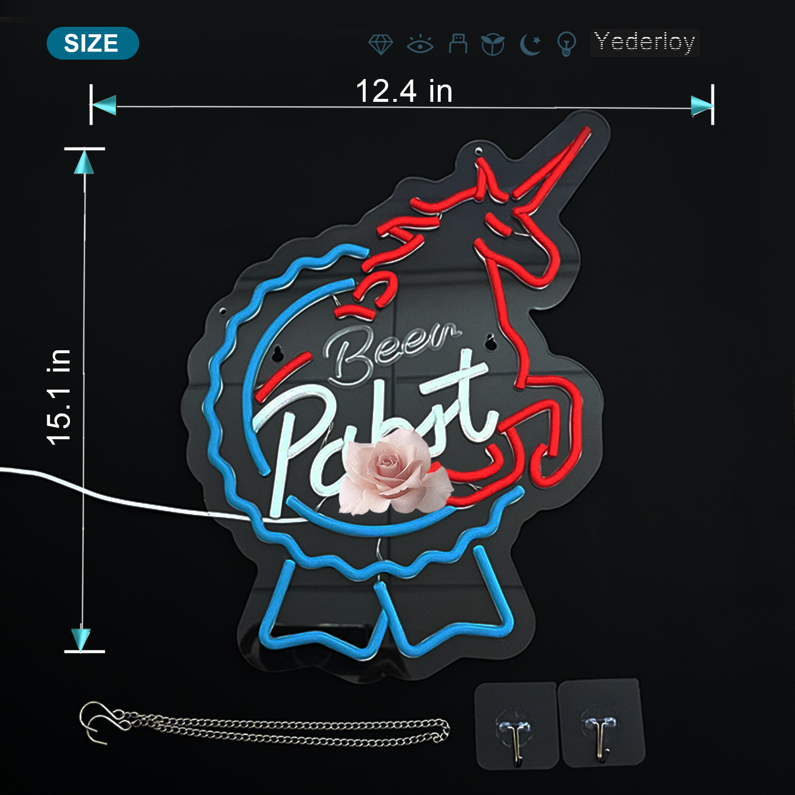 Beer Neon Sign Pabst Neon Light USB Powered Dimmable Man Cave Cafe Bistro Club Party Beer Bar Restaurant Decor