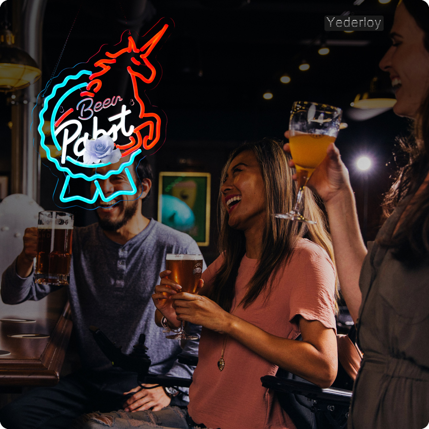 Beer Neon Sign Pabst Neon Light USB Powered Dimmable Man Cave Cafe Bistro Club Party Beer Bar Restaurant Decor