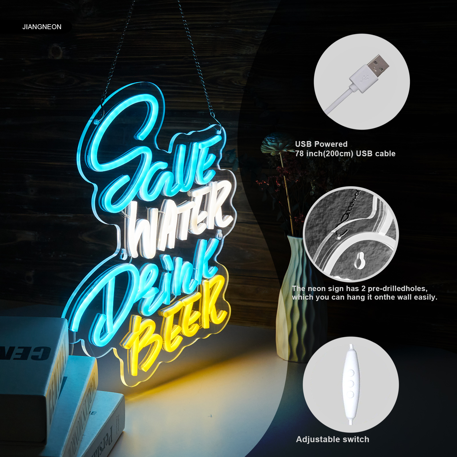 Save Water Drink Beer Neon Sign Beer Neon Sign for wall decor Man Cave Cafe Bistro Club Party Decorations