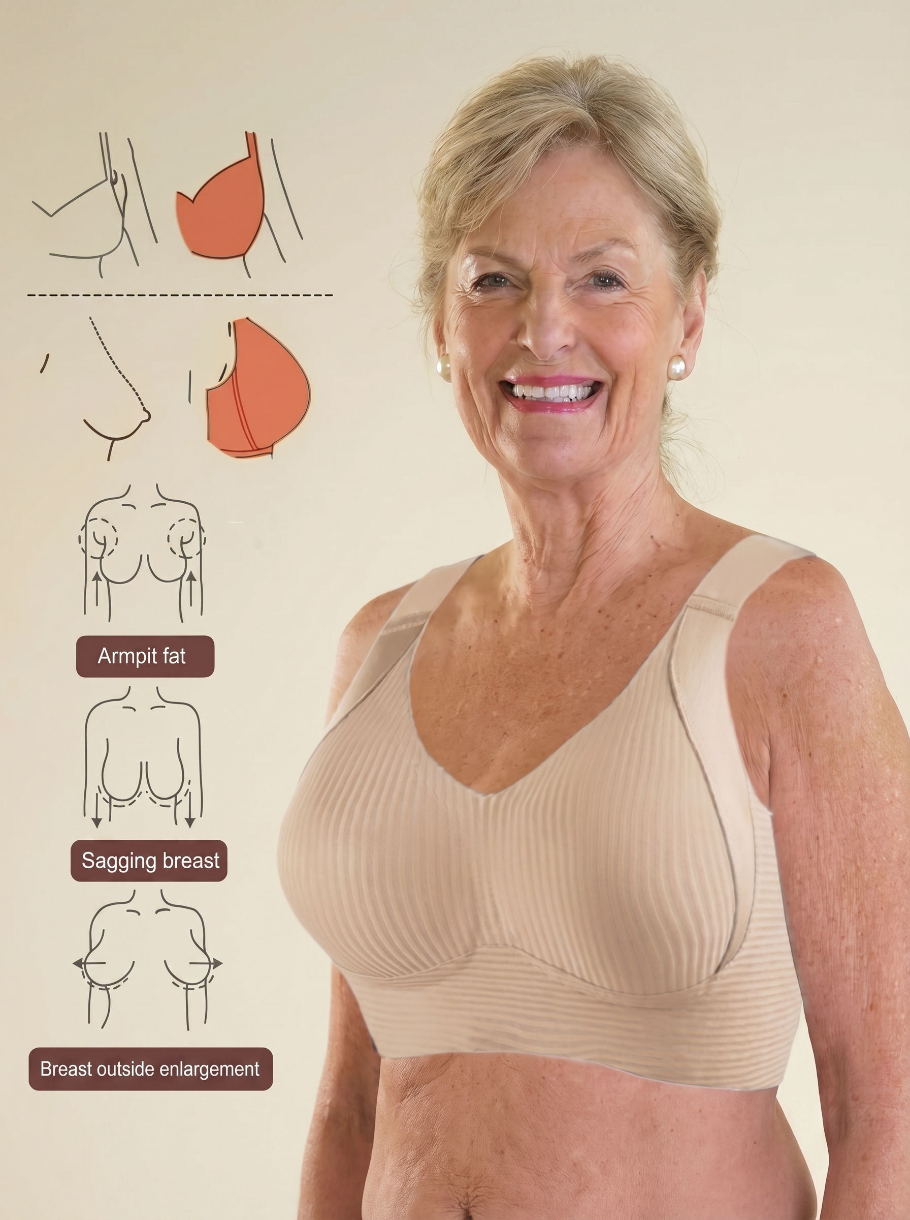 🔥Mother's Day Sale：Buy 1 Get 2 Free🔥Women's Ribbed Push Up Adjustable Wireless Bra