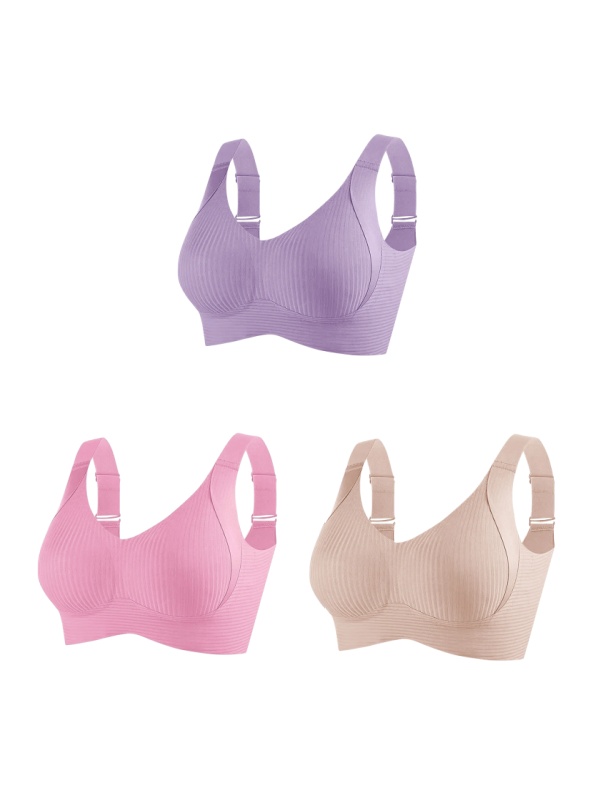 🔥Mother's Day Sale：Buy 1 Get 2 Free🔥Women's Ribbed Push Up Adjustable Wireless Bra