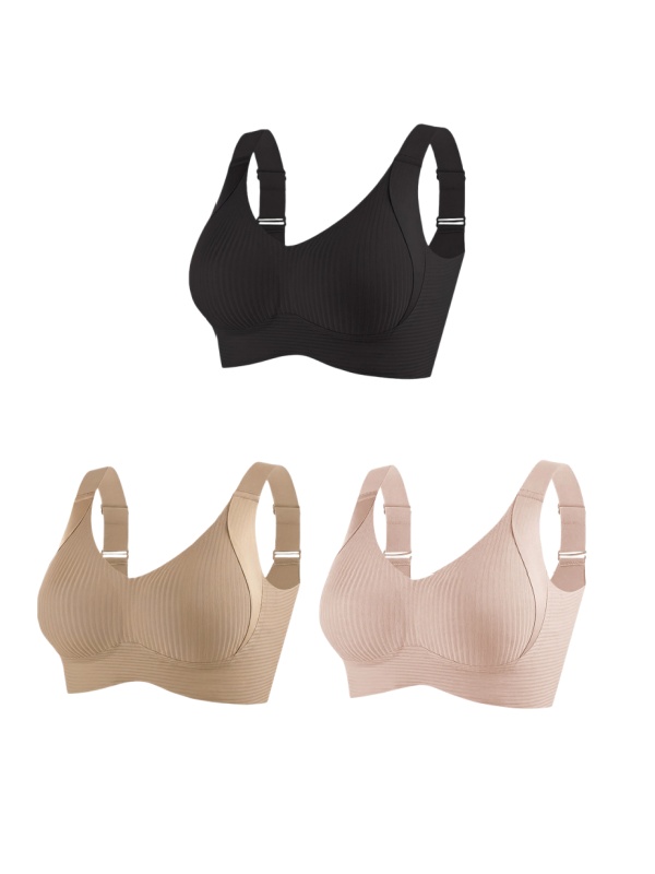 🔥Mother's Day Sale：Buy 1 Get 2 Free🔥Women's Ribbed Push Up Adjustable Wireless Bra