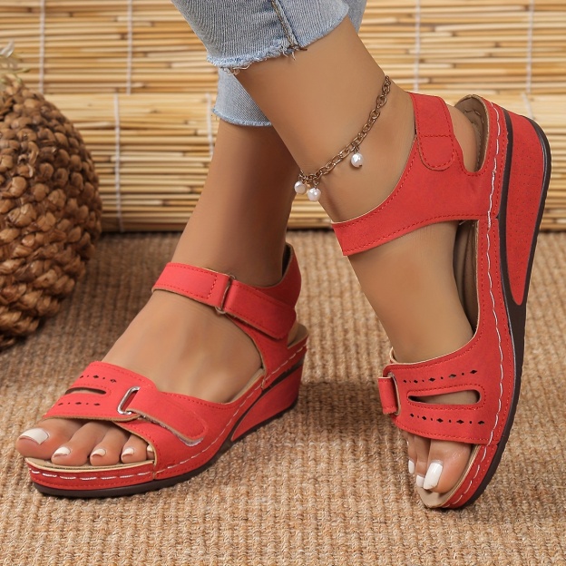 Comfyfleek Hook & Loop Ankle Strap Wedge Sport Sandals