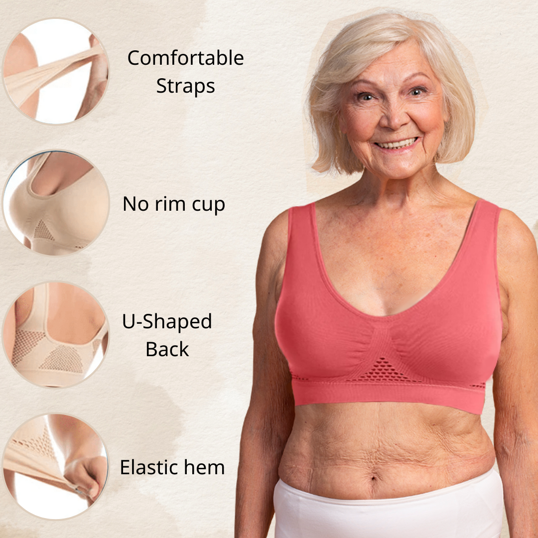 Lismali Mesh Breathable Cool Liftup Air Sports Bra Seamless Wireless Bra Large Size For Women