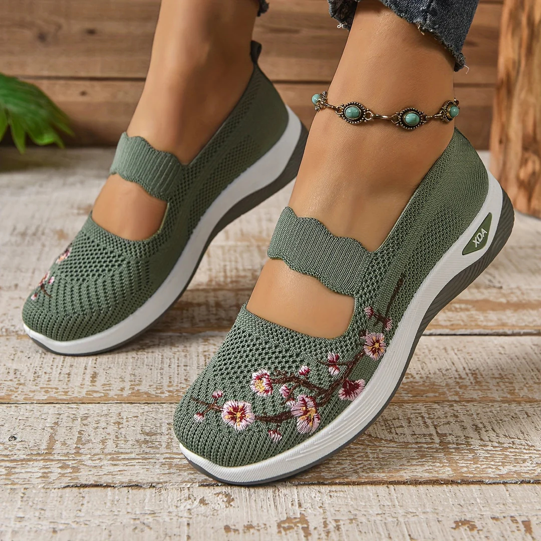 🔥Last Day Promotion 70% OFF🔥- Women's comfortable breathable floral knitted sneakers