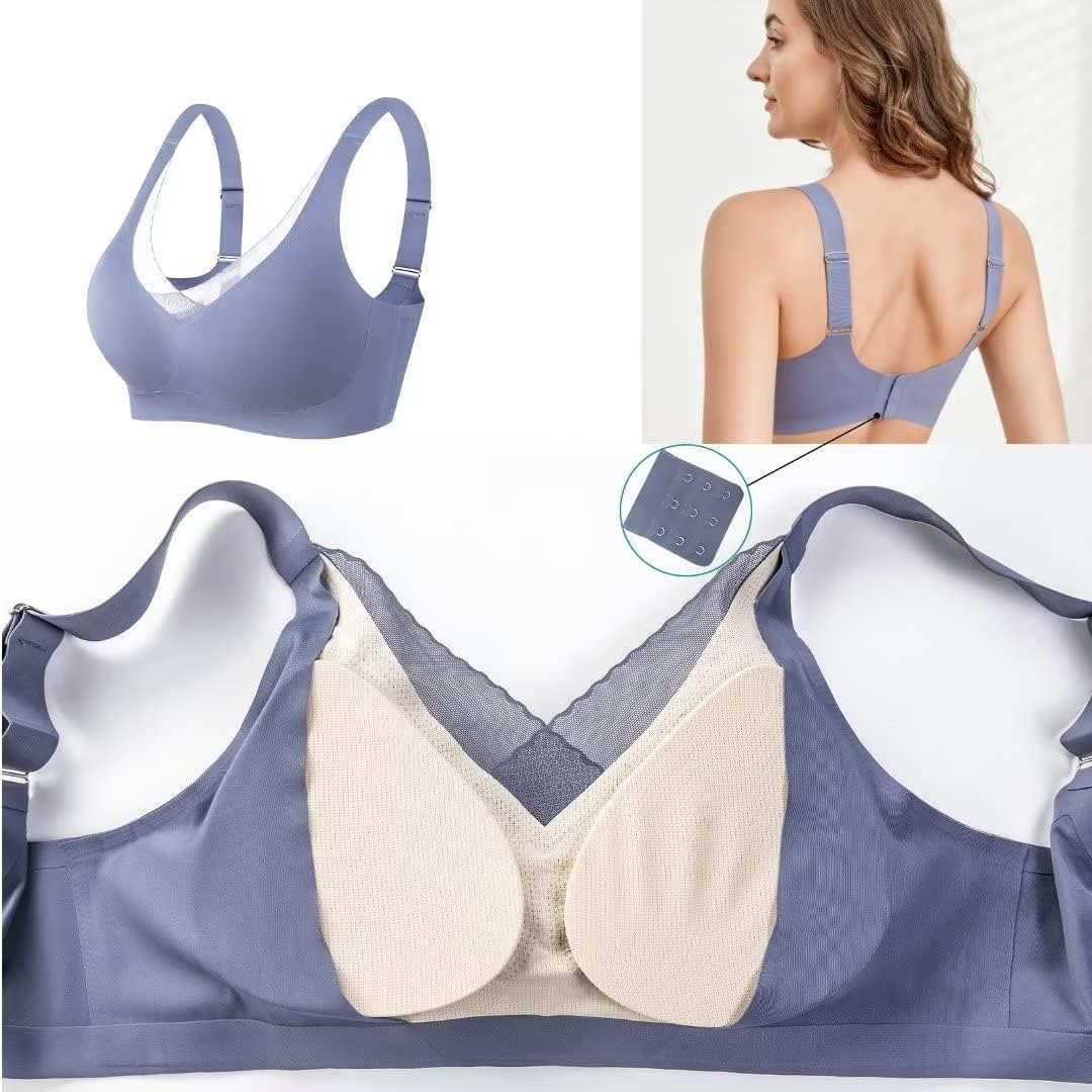 Lismali Daily Seamless V-Neck Soft Thin Lace Bra