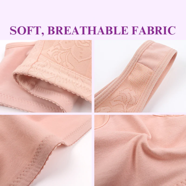 Embroidered Flowers Bra Wireless Front Button Bra Large Size For Women