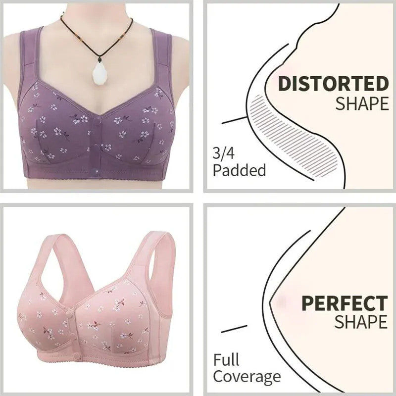 Lismali Daisy Bra - Comfortable Wireless Front Button Bras Plus Size For Women