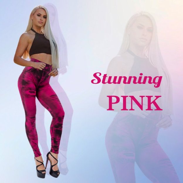 Fit Skinny High Waist Stretch Plus-Size Denim Jeans Leggings