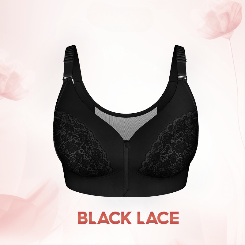 （🔥Limited Time Sale）- Women's Front Zip Powerful Support Comfy Lace Bra