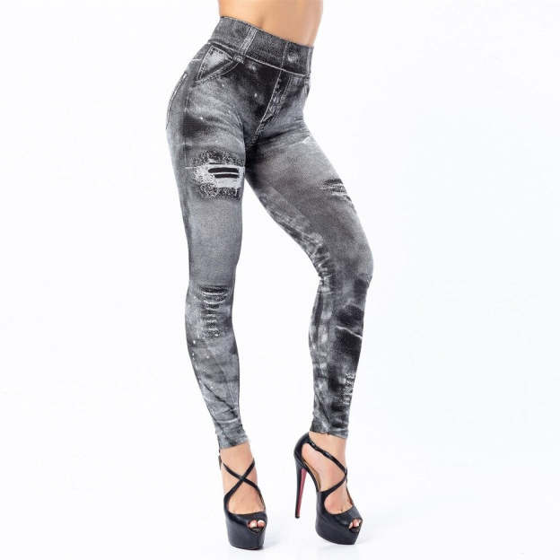 Fit Skinny High Waist Stretch Plus-Size Denim Jeans Leggings