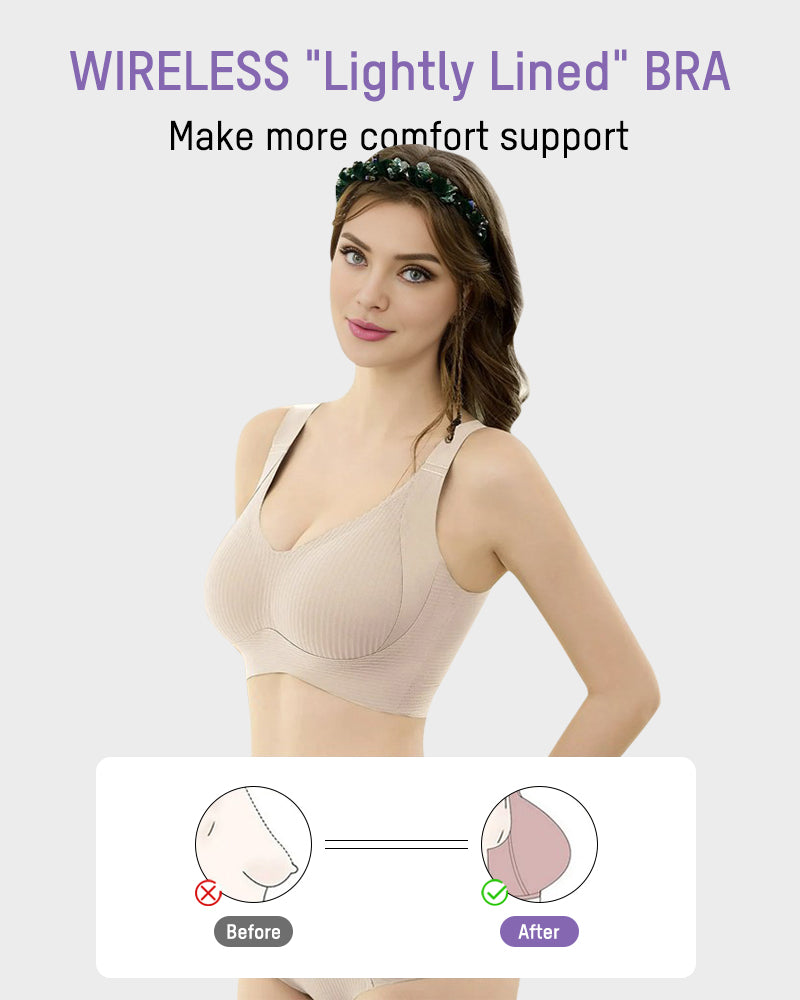 🔥Mother's DaySale：Buy 1 Get 2 Free🔥Women's Ribbed Push Up Adjustable Wireless Bra