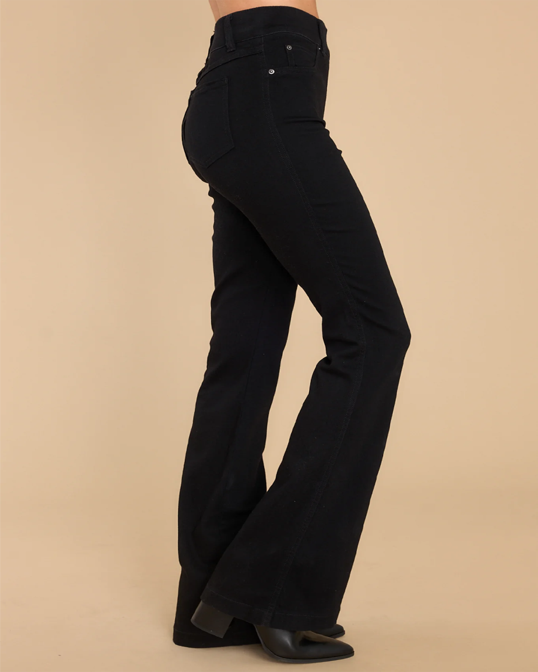 Pull-On High-Rise Flare Jeans