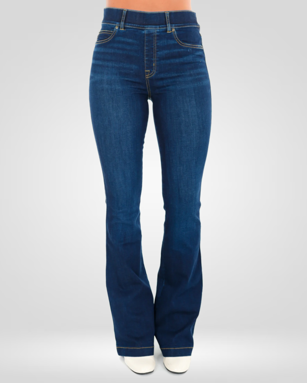 Pull-On High-Rise Flare Jeans