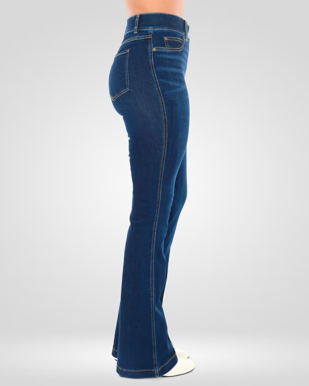 Pull-On High-Rise Flare Jeans