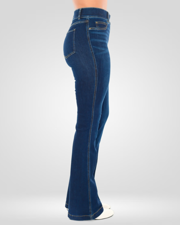 Pull-On High-Rise Flare Jeans