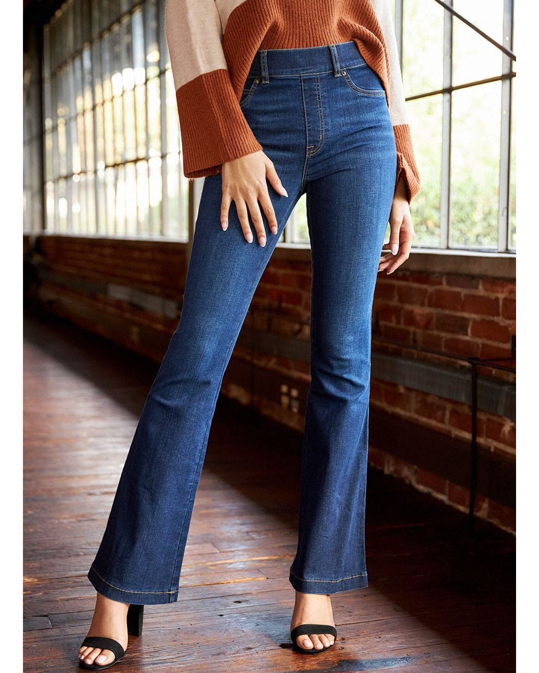 Pull-On High-Rise Flare Jeans