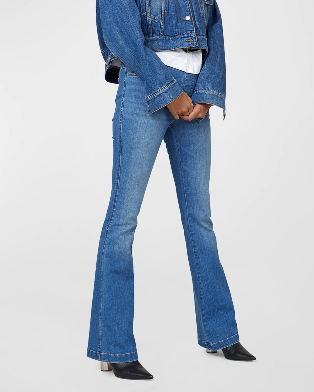 Pull-On High-Rise Flare Jeans