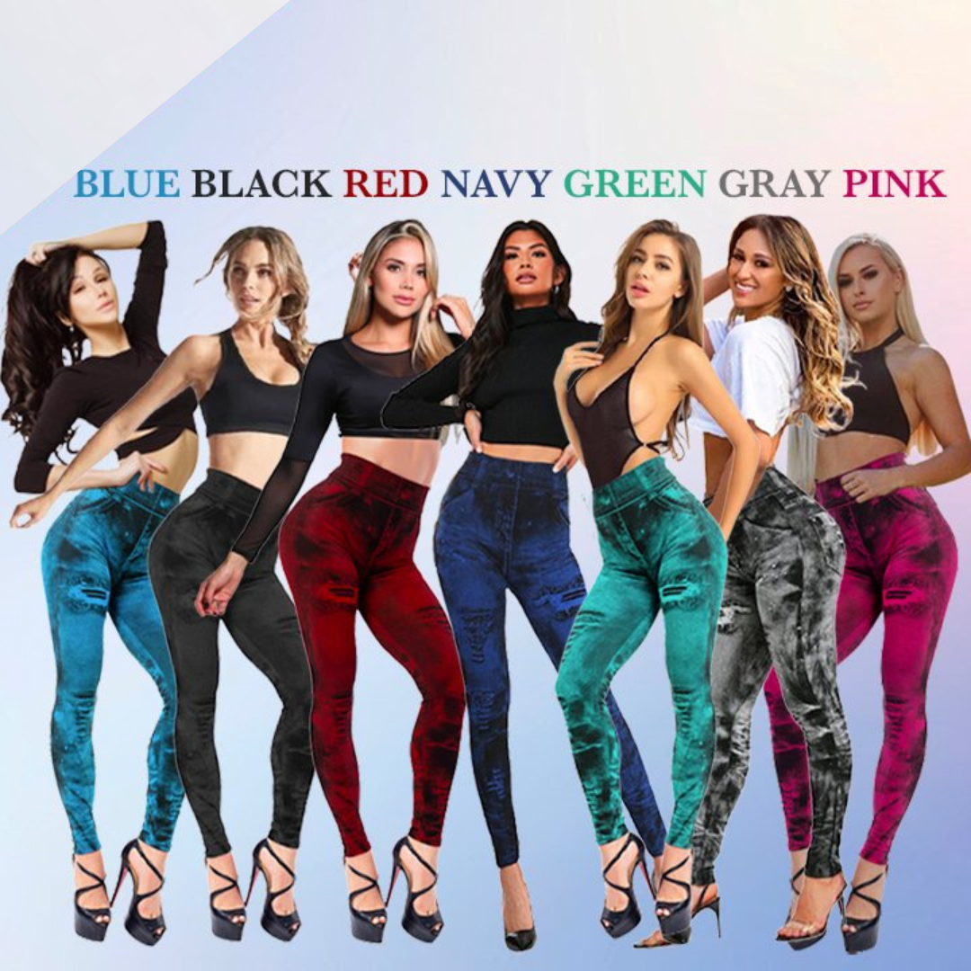 Fit Skinny High Waist Stretch Plus-Size Denim Jeans Leggings