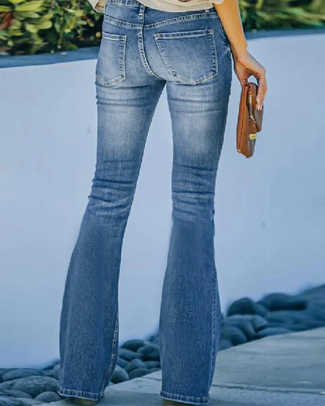 Button Fly High Rise Flare Jeans