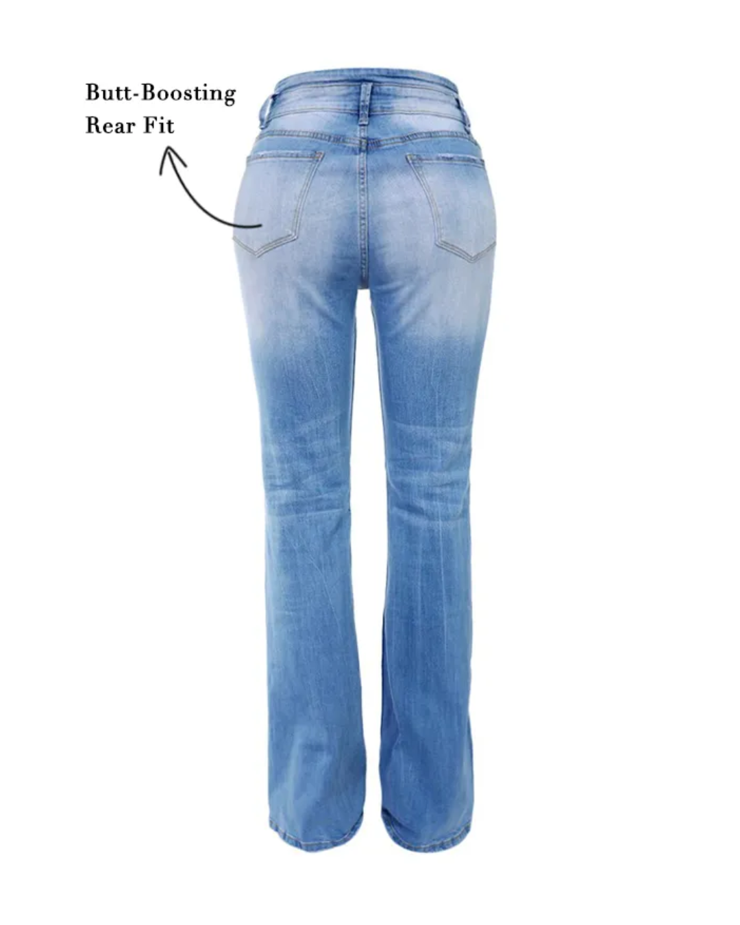 Button Fly High Rise Flare Jeans