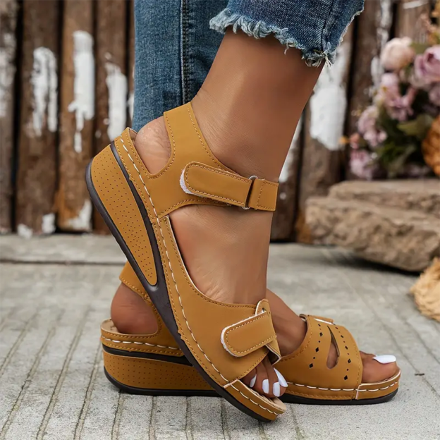 Comfyfleek Hook & Loop Ankle Strap Wedge Sport Sandals