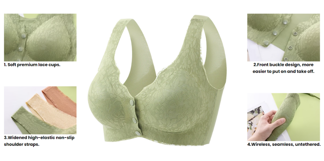 Lismali Floral Bra Wireless Front Button Bras Large Size For Women