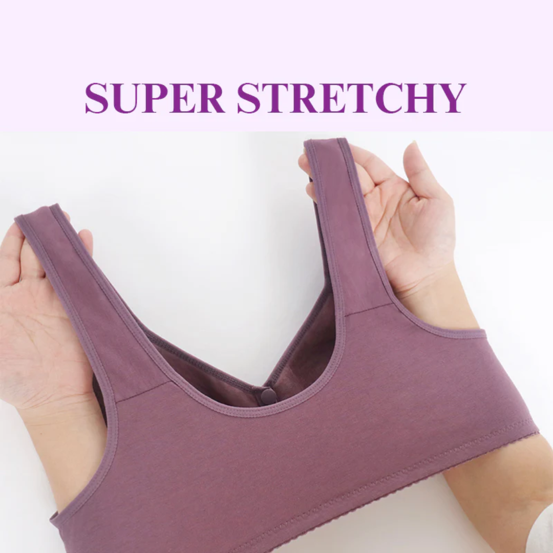 Embroidered Flowers Bra Wireless Front Button Bra Large Size For Women