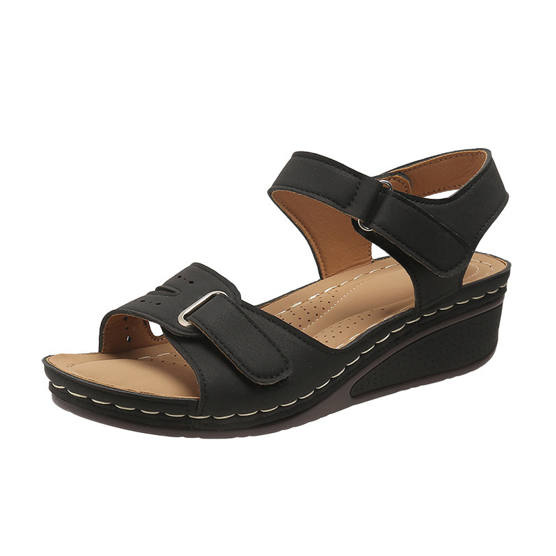 Comfyfleek Hook & Loop Ankle Strap Wedge Sport Sandals