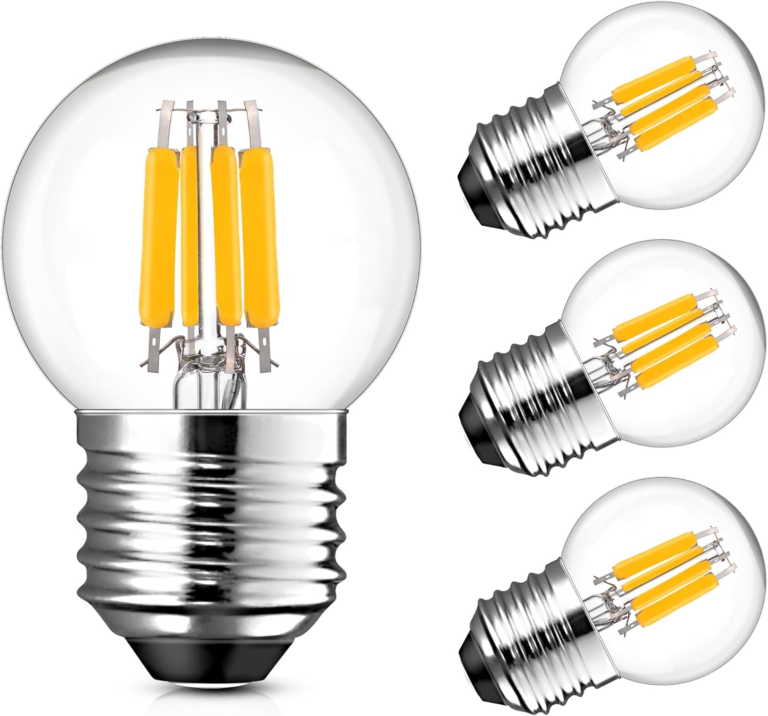 CLICKFUSION G40 E27 LED Edison Vintage Glühlampe Warmweiss 6.5w Ersetzt 60W Mini Globe LED Filament Glühlampen，2700K Warmweiß Retro Kleine Birne für Haus Café Bar