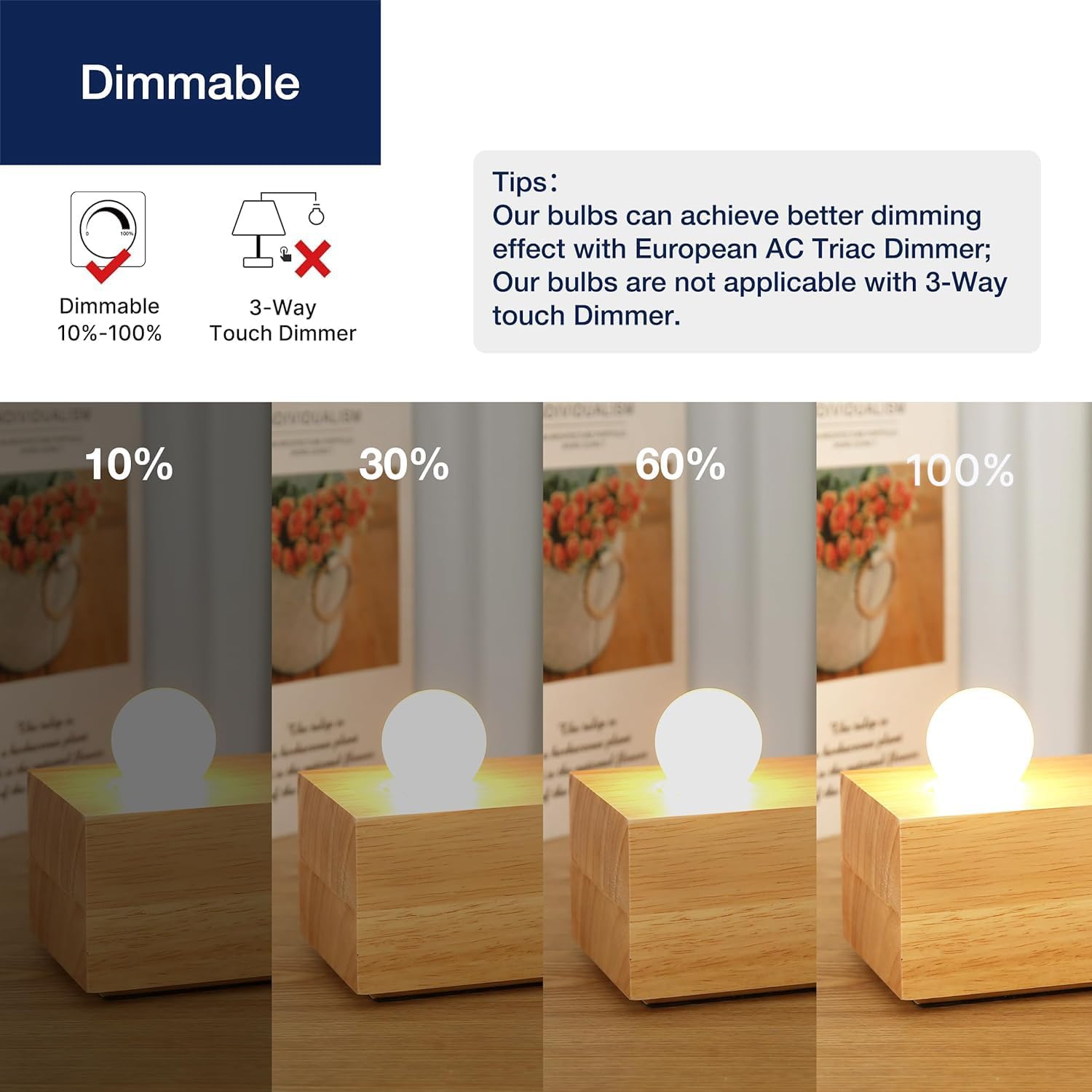 CLICKFUSION Dimmbar G45/P45 LED Globus Glühbirne E27 Vintage, LED Filament Glühbirne Klein Edison, 5.5W (Ersetzt 40W), 550LM 2700K Warmweiß, Gefrorenes Glas, 4 Stück