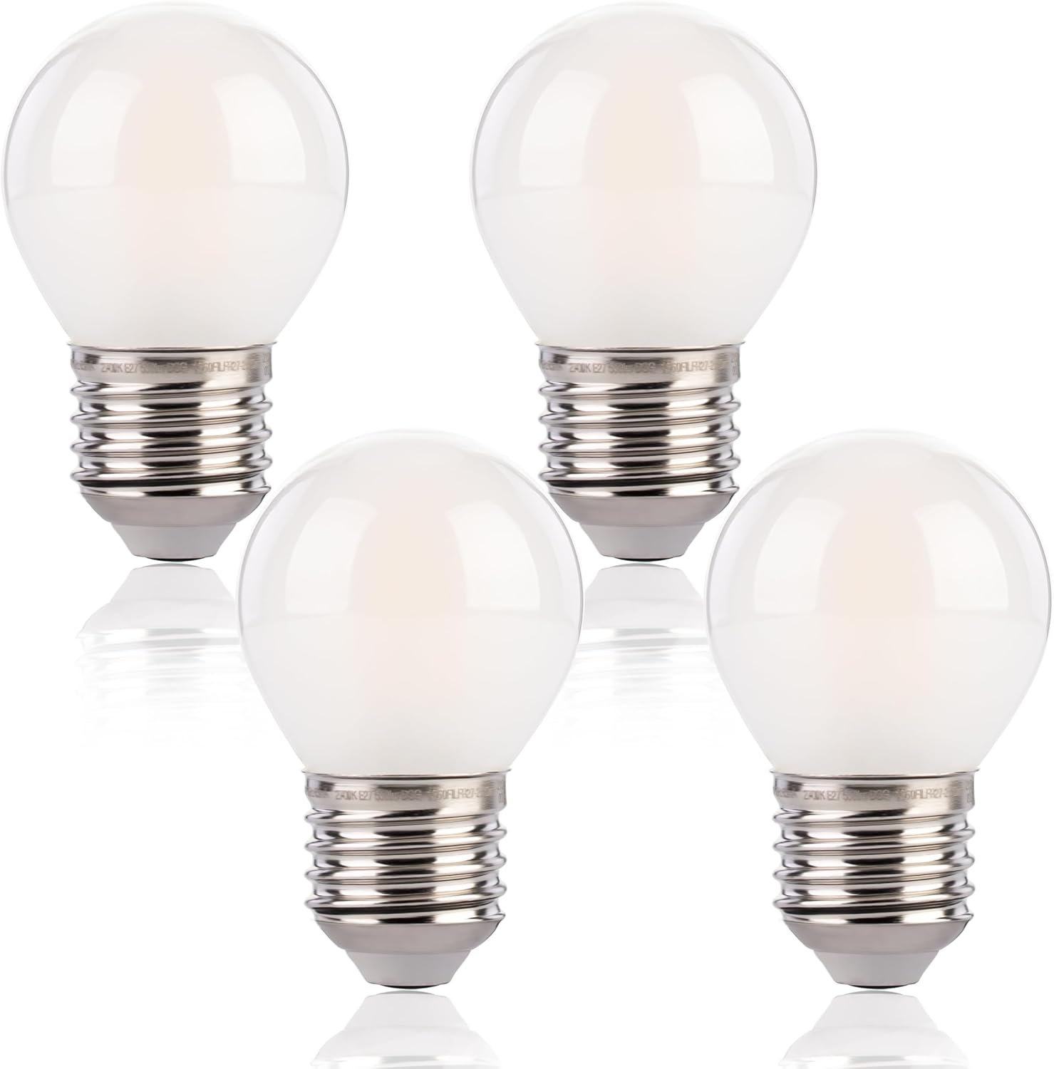 CLICKFUSION Dimmbar G45/P45 LED Globus Glühbirne E27 Vintage, LED Filament Glühbirne Klein Edison, 5.5W (Ersetzt 40W), 550LM 2700K Warmweiß, Gefrorenes Glas, 4 Stück