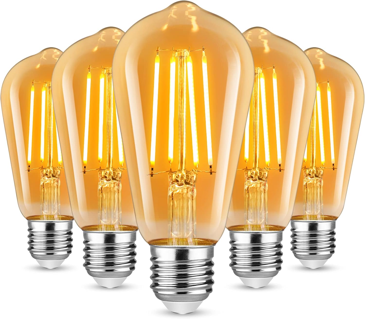 CLICKFUSION Edison LED Vintage Glühbirne, E27 ST58 Warmweiß(2500K), 700 Lumen, 6W (ersetzt 60W) Ideal für Nostalgie und Retro Beleuchtung im Haus Café Bar- 5 Stück