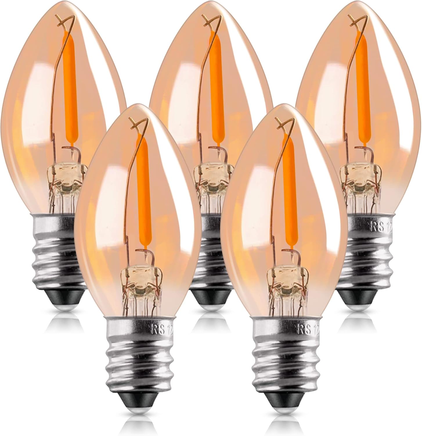 CLICKFUSION C7 LED Birne E14 Edison Glühbirne 0.5W Filament Nachtlampe ersatz 5 W Glühlampen,2200K Warmweiß Vintage Glühbirnen für Weihnachten Dekorative,Nicht Dimmbar,5 Stücke