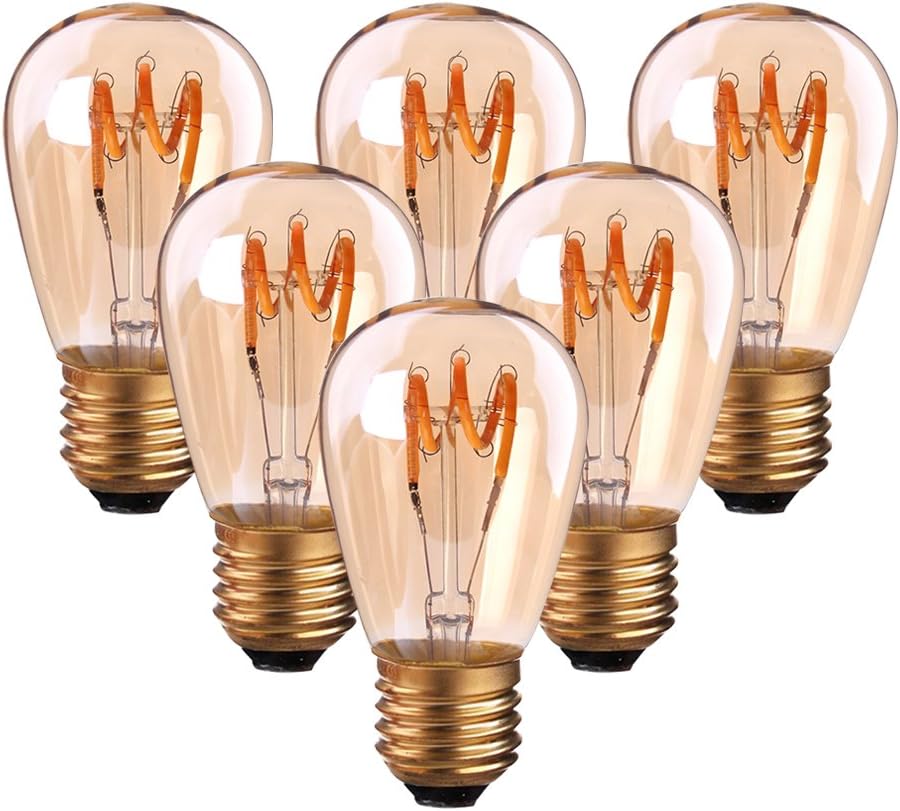 CLICKFUSION 6er-Pack E27 Vintage Led Glühbirne 2W Kerze Filament Ersatzt 20W 150lm 2200K extra warmweiß 360° 230V,Spirale Leuchtmittel, nicht dimmbar