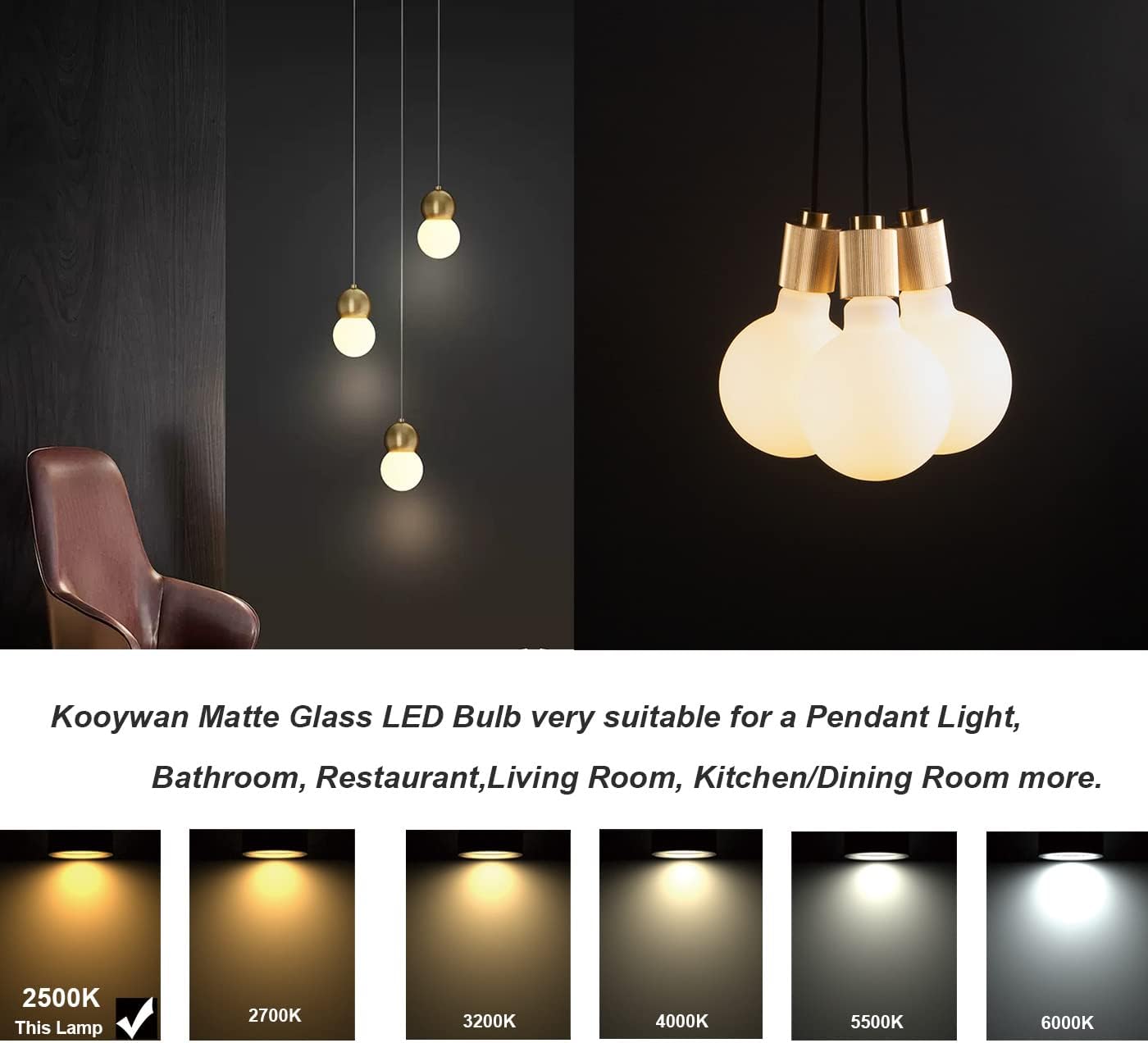 CLICKFUSION LED Filament Lampen G95 E27 8W 2500K Dimmable Opal LED Große Glühbirnen Leuchtmittel Matt Weiß 2stk