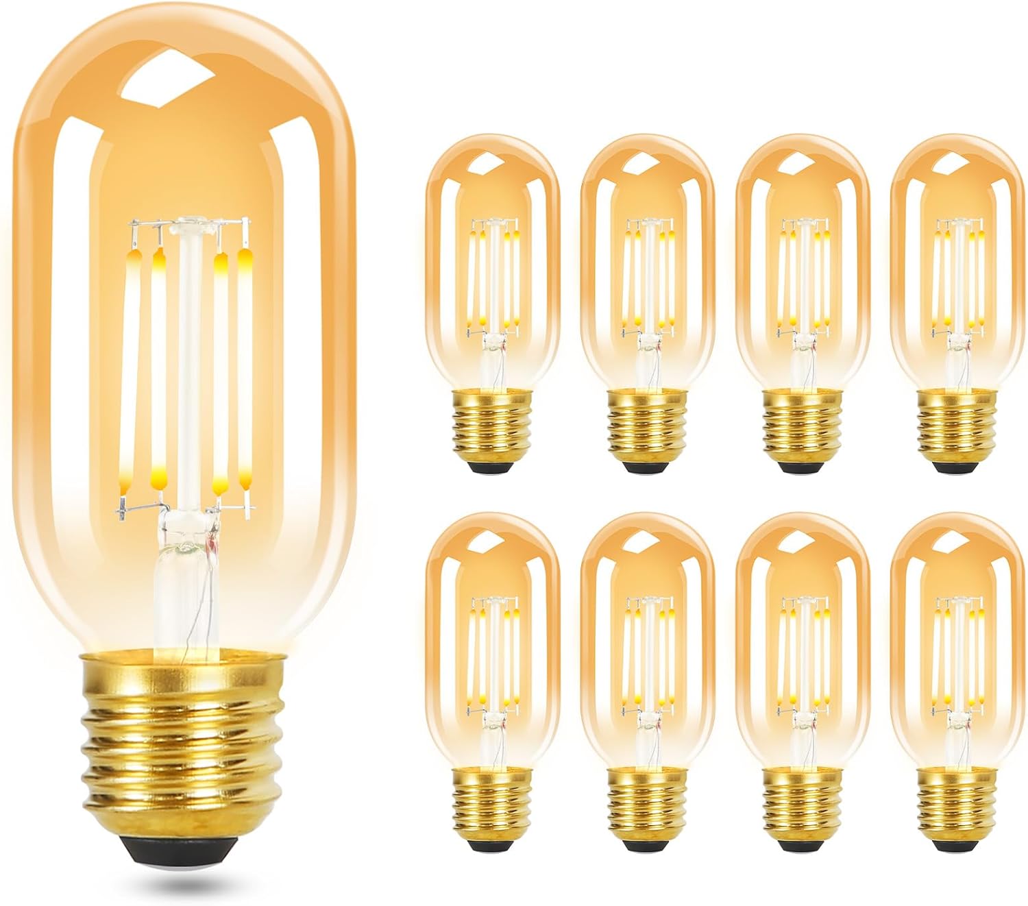 CLICKFUSION 8er pack E27 LED Warmweiss Vintage Glühbirnen - T45 LED Leuchtmittel Lampe E27 Birnen Edison 4W 2700K Energiesparlampe Light Bulbs Glühlampen Filament Retro Glas 360° Abstrahlwinkel