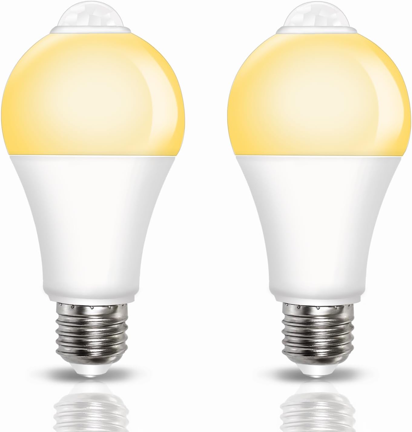 CLICKFUSION 2 Stück E27 LED Lampe mit PIR Bewegungsmelder, 9W E27 LED Glühbirne mit Bewegungsmelder Energiesparlampe Warmweiß 3000K, 120 Grad, E27 Bewegungsmelder Lampe für Treppen Flur Garage