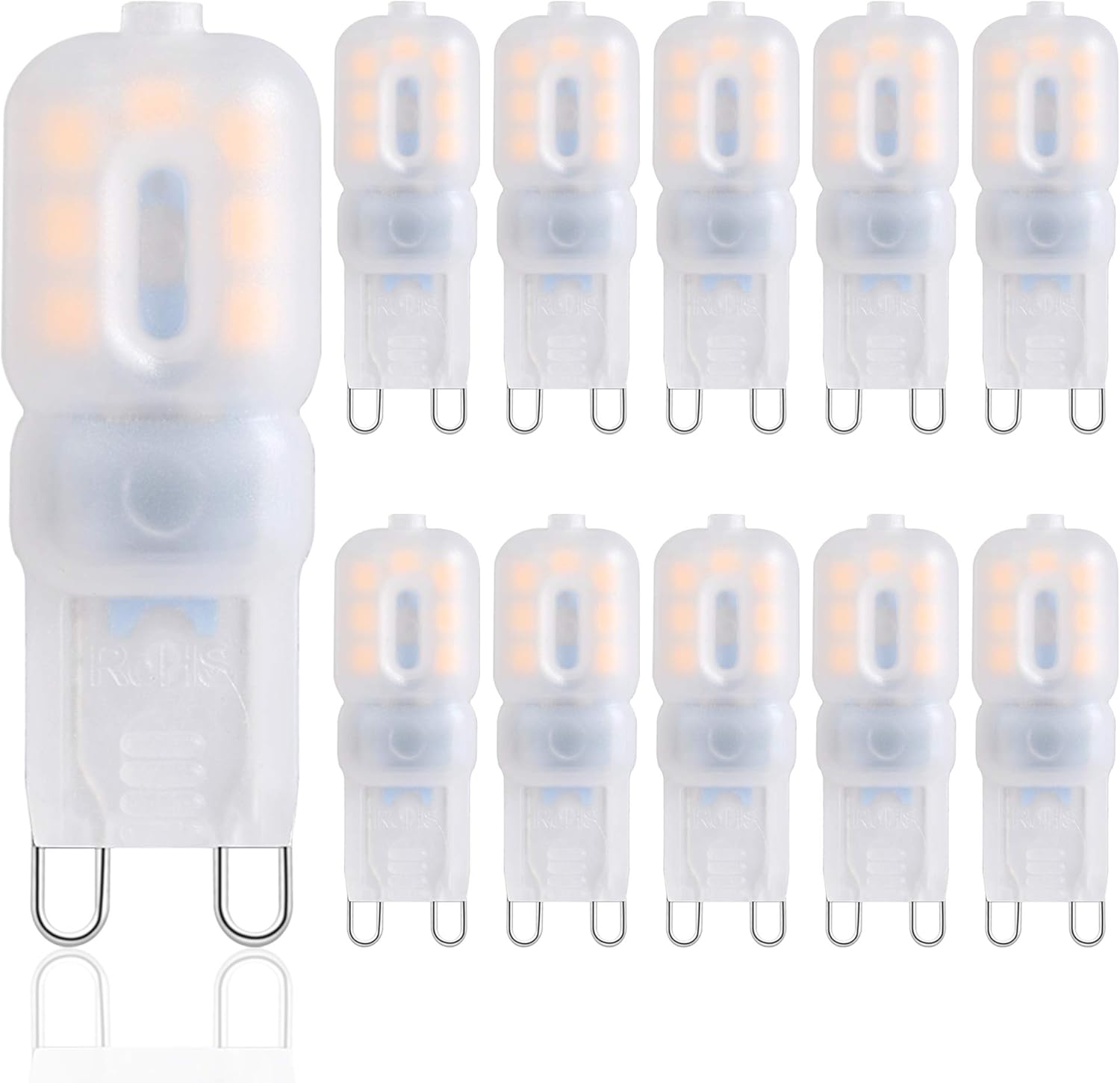 CLICKFUSION Dimmbar G9 LED Leuchtmittel Warmweiß G9 LED 2.5W-3W Ersatz fr 25W-35W Halogenlampe 360 Grad Winkel AC220V LED Birne G9 Glühbirne [10-er Pack]