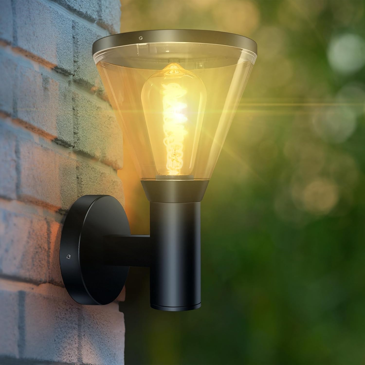 CLICKFUSION Wandleuchte Aussen E27, Wandlampe Aussen AußEnwandleuchten Ip65 Wasserdicht Aluminiumguss, Moderne Schwarz Aussenlampe Wand AußEnbeleuchtung Gartenbeleuchtung, Bulb Not Included [Energieklasse A]