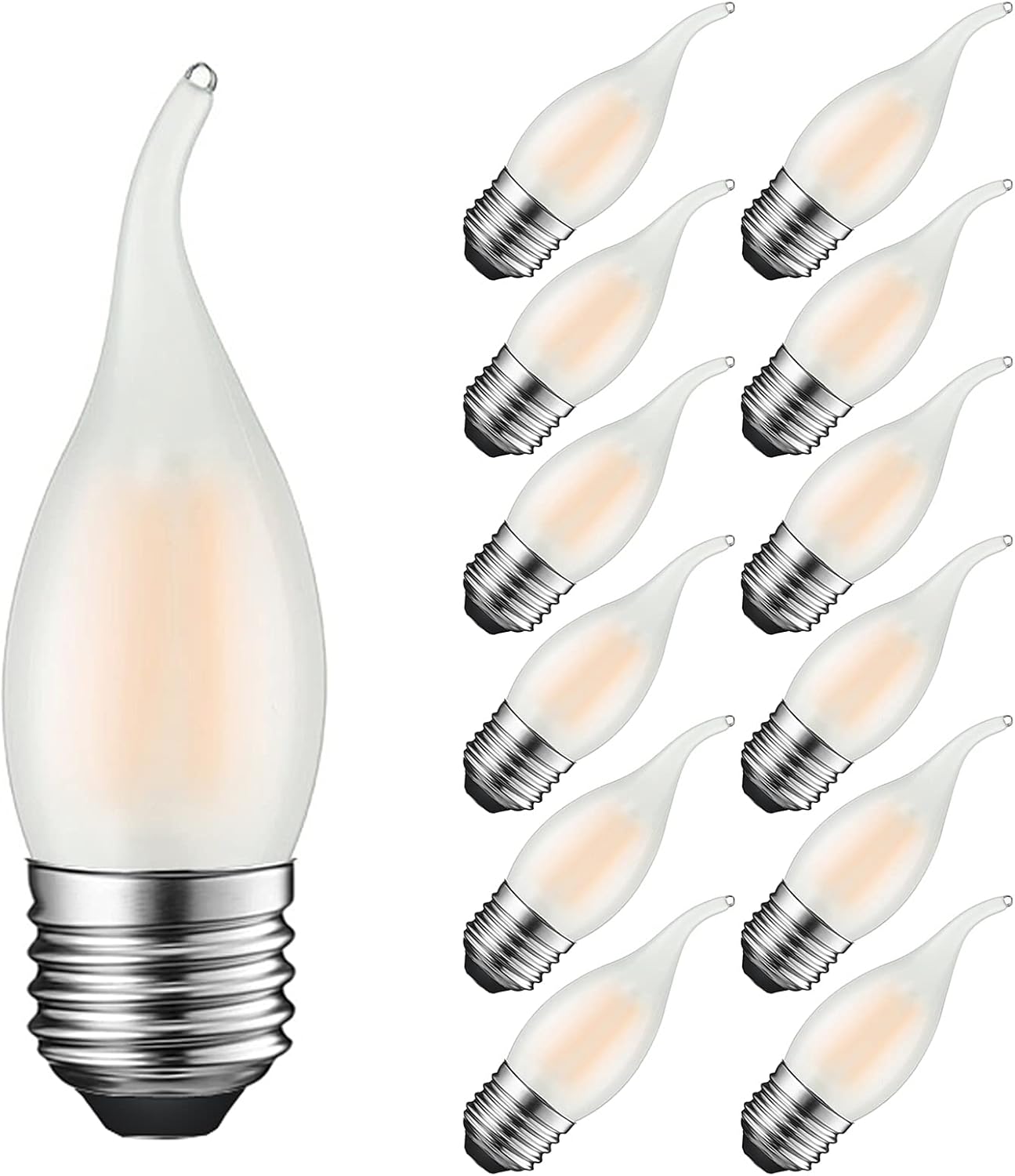 CLICKFUSION Glühbirne Kerzenform E27 4W Ersetzt 40W, 400 lumen, Warmweiß 2700K, E27 Kerzenlampe Ideal für Kronleuchter und Kristalllichter, Nicht Dimmbar, Glas Matt, 12er Pack