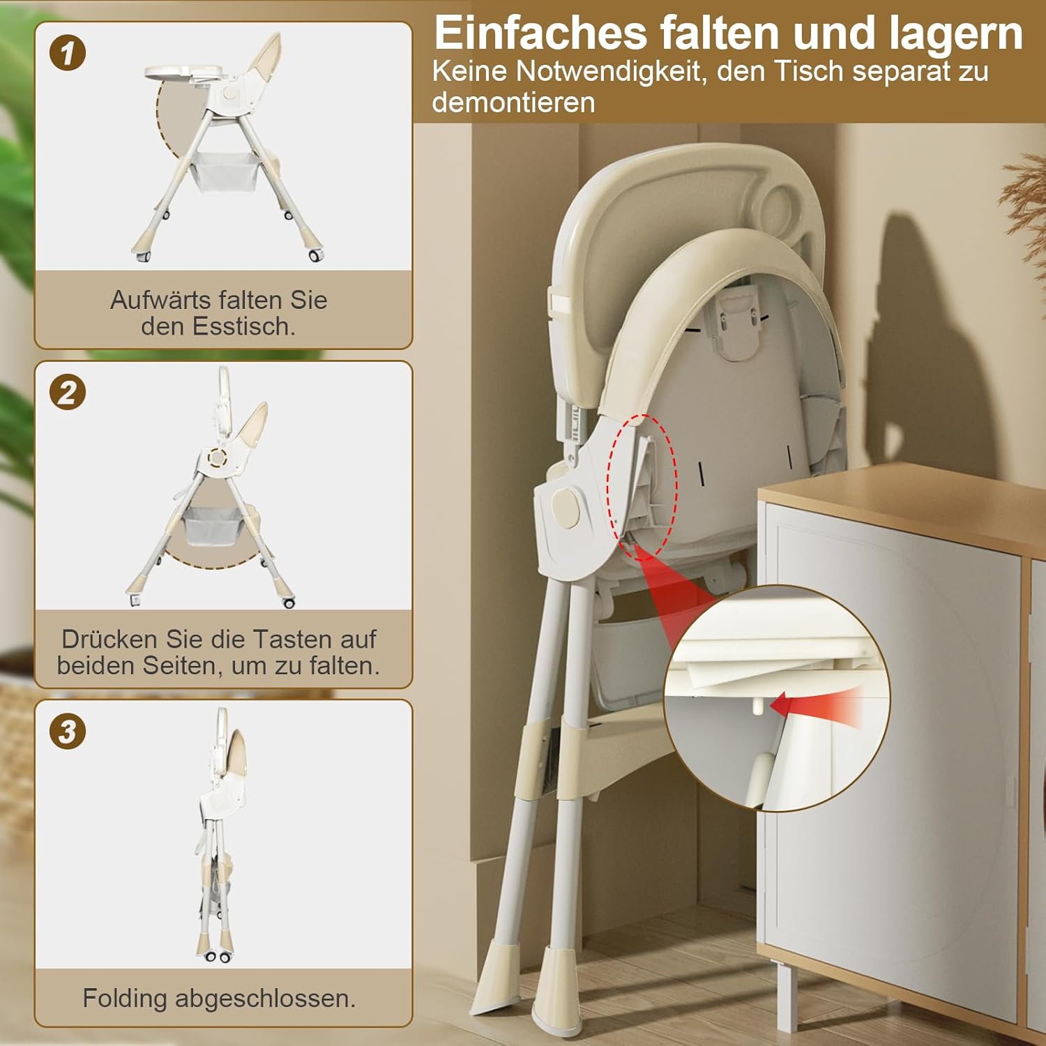 CLICKFUSION Hochstuhl Baby 6in1 Kinderhochstuhl mit Babyliege und Baby Schaukelstuhl, Verstellbar Klappbar Hochstuhl Baby mit Essbrett und Rollen,Korb, mitwachsend ab 6 Monate bis 6 Jahre Babystuhl