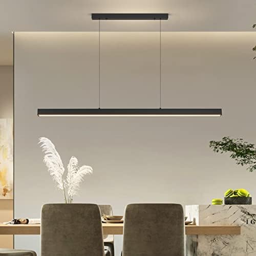 CLICKFUSION LED Pendant Lamp, Linear Pendant Lights, 35 W, 120 cm, Modern, Dimmable with Remote Control, Dining Table Pendant Light, Hanging Height Adjustable 1-150 cm, Kitchen Pendant Light, for Office, [Energy Class E]