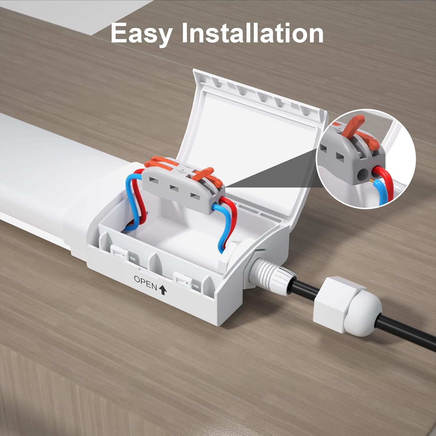 CLICKFUSIONLED Wet Room Light 60 cm with 18 W 5000 K Cool White 1980 Lumen Ultraslim Ceiling Light Wet Room Flat Waterproof IP65 Bath Light Workshop Lamp for Basement Garage White [Energy Class E]