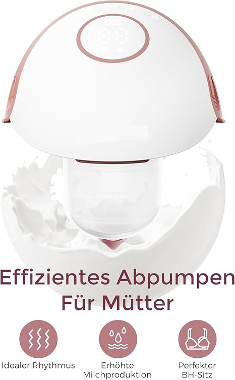 CLICKFUSION M6 Milchpumpe, Elektrische Milchpumpe, tragbare Stillpumpe, DoubleFit-Brusthaube mit 3 Modi und 9 Stufen - 24 mm (1 Stück, Rot)