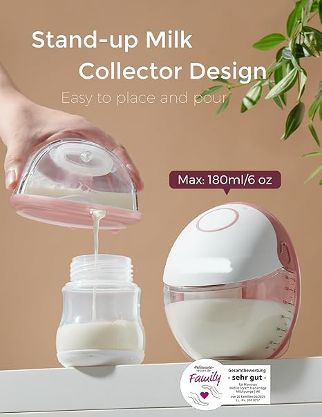 CLICKFUSION M6 Milchpumpe, Elektrische Milchpumpe, tragbare Stillpumpe, DoubleFit-Brusthaube mit 3 Modi und 9 Stufen - 24 mm (1 Stück, Rot)