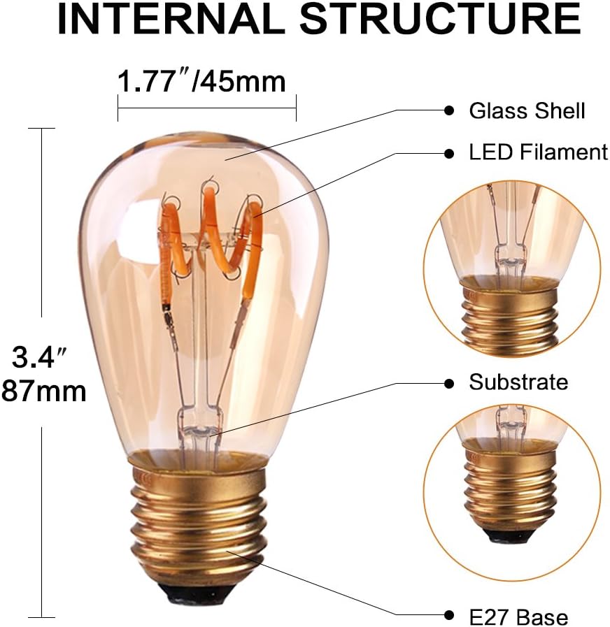 CLICKFUSION 6er-Pack E27 Vintage Led Glühbirne 2W Kerze Filament Ersatzt 20W 150lm 2200K extra warmweiß 360° 230V,Spirale Leuchtmittel, nicht dimmbar